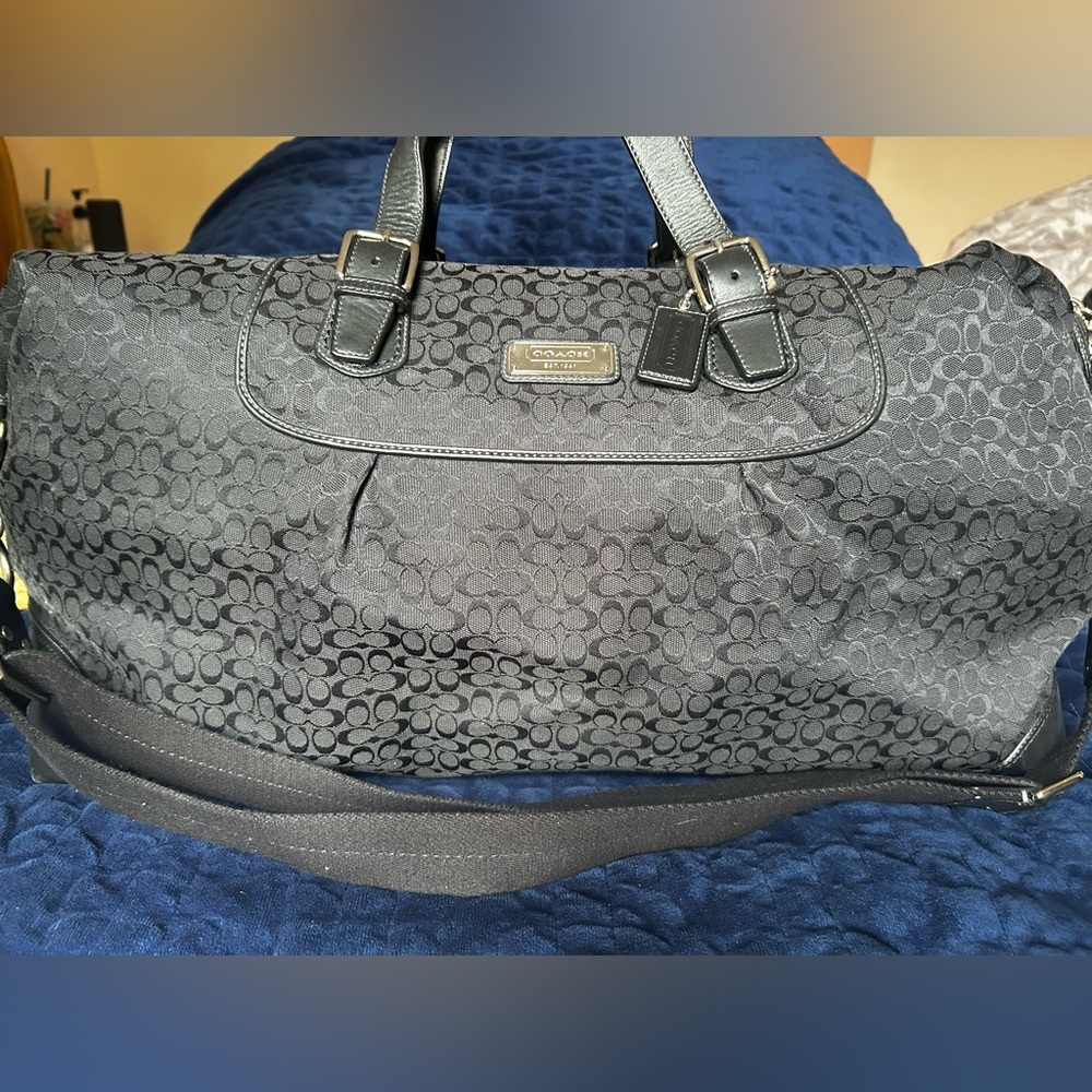 Coach Black Signature Cloth Duffel Bag